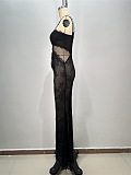 SUPER WHOLESALE | Black Crossover Crystal-embellished Maxi Dress
