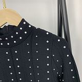 SUPER WHOLESALE | Fabienne black Crystal-embellished Ruffled Knitted Mini Dress