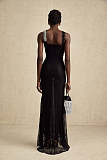 SUPER WHOLESALE | Black Crossover Crystal-embellished Maxi Dress