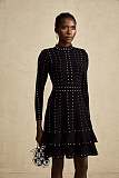 SUPER WHOLESALE | Fabienne black Crystal-embellished Ruffled Knitted Mini Dress