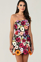 SUPER WHOLESALE | Floral Embroidered Strapless Slim-fit Dress