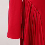 SUPER WHOLESALE | Valentine red high-slit pleated maxi dress