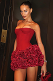 SUPER WHOLESALE |Strapless Slim-Fit Dress with Floral Hem Bodycon Gown