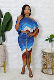 SUPER WHOLESALE | Printed Bat Shoulder Skirt Set