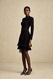 SUPER WHOLESALE | Fabienne black Crystal-embellished Ruffled Knitted Mini Dress