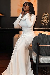 SUPER WHOLESALE | Stand Collar Strap Long Dress