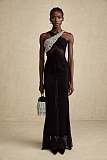 SUPER WHOLESALE | Black Crossover Crystal-embellished Maxi Dress