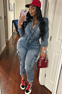 SUPER WHOLESALE | Washed High-Stretch Long Sleeve Jumpsuit