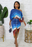 SUPER WHOLESALE | Printed Bat Shoulder Skirt Set