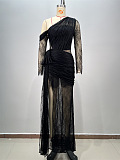 SUPER WHOLESALE | Jeanne black one-shoulder cut-out maxi dress
