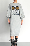 SUPER WHOLESALE | Bubble Sleeve Beaded Appliqué Long Sleeve Dress