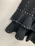 SUPER WHOLESALE | Fabienne black Crystal-embellished Ruffled Knitted Mini Dress