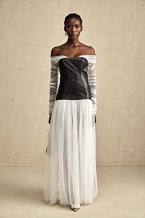 SUPER WHOLESALE |Contrast-color Panelled Maxi Dress