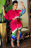 SUPER WHOLESALE | Printed Bat Shoulder Skirt Set