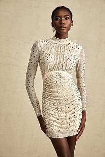 SUPER WHOLESALE | Noémie Crystal-embellished Draped Mini Dress
