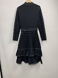 SUPER WHOLESALE | Fabienne black Crystal-embellished Ruffled Knitted Mini Dress