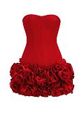 SUPER WHOLESALE |Strapless Slim-Fit Dress with Floral Hem Bodycon Gown
