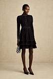 SUPER WHOLESALE | Fabienne black Crystal-embellished Ruffled Knitted Mini Dress