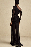 SUPER WHOLESALE | Jeanne black one-shoulder cut-out maxi dress