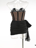 SUPER WHOLESALE | Sheer Lace Mesh Strapless Dress – High-End Elegant Ruched Bodycon Gown