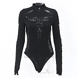 SUPER WHOLESALE |long-sleeved cut-out bodysuit