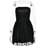 SUPER WHOLESALE |  Strapless Bling Bling Fitted Mesh Dress