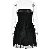 SUPER WHOLESALE |  Strapless Bling Bling Fitted Mesh Dress