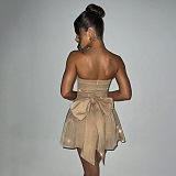 SUPER WHOLESALE |  Strapless Bling Bling Fitted Mesh Dress