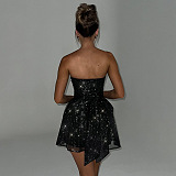 SUPER WHOLESALE |  Strapless Bling Bling Fitted Mesh Dress