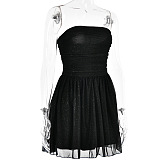 SUPER WHOLESALE |  Strapless Bling Bling Fitted Mesh Dress