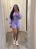 SUPER WHOLESALE | Washed Vintage Style Lapel Deep V-Neck Fitted Long Sleeve Jumpsuit
