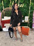 SUPER WHOLESALE | Washed Vintage Style Lapel Deep V-Neck Fitted Long Sleeve Jumpsuit