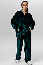 SUPER WHOLESALE | Velvet Long Sleeve Shirt Set