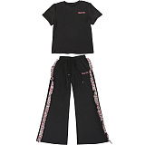 SUPER WHOLESALE | Round-neck embroidered short-sleeve T-shirt with high-waisted colorful fringe casual pants