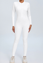 SUPER WHOLESALE | Open-back Front Zipped Jumpsuit in White