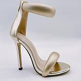 SUPER WHOLESALE | Gold Ankle Strap Thin Heel High Heels