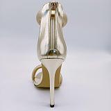 SUPER WHOLESALE | Gold Ankle Strap Thin Heel High Heels