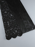 SUPER WHOLESALE | PU Leather Fashionable Strapless Lace Dress – Slim Fit Sexy Midi Dress