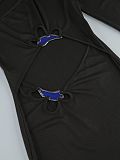 SUPER WHOLESALE | Black Long-Sleeve Cut-Out Dress with Metal Accents – Split Bodycon Dress
