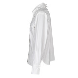 SUPER WHOLESALE | Double Collar Patchwork White Shirt