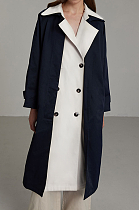 SUPER WHOLESALE |Patchwork Faux Two-Piece Double-Breasted Trench Coat