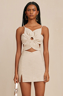 SUPER WHOLESALE | 3D Floral Design Sexy Cut-Out Crop Top Dress – Formal Gown
