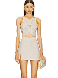 SUPER WHOLESALE | 3D Floral Design Sexy Cut-Out Crop Top Dress – Formal Gown
