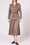 SUPER WHOLESALE | V-Neck Double-Breasted Belted Waist Blazer With Skirt