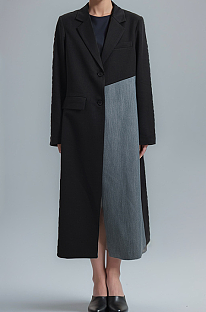 SUPER WHOLESALE | Blazer Collar Long Coat