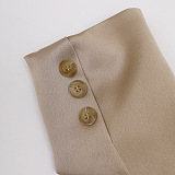 SUPER WHOLESALE | V-Neck Double-Breasted Belted Waist Blazer With Skirt