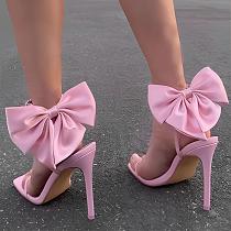 SUPER WHOLESALE | Bowknot Unique Stiletto Ankle-Strap High-Heel Sandals