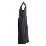 SUPER WHOLESALE | Striped V-Neck Slit Dress With Loose Blazer Two-Piece Set