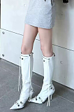 SUPER WHOLESALE | High-Heel Studded Side-Zip Over-The-Calf Boots