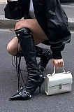 SUPER WHOLESALE | High-Heel Studded Side-Zip Over-The-Calf Boots